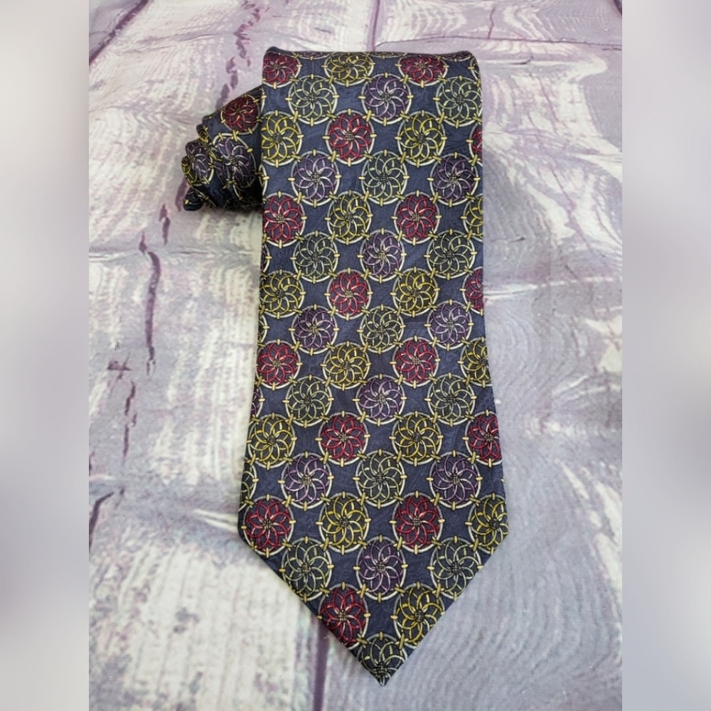 Christian Dior Mens Silk Tie Mandala Pattern
